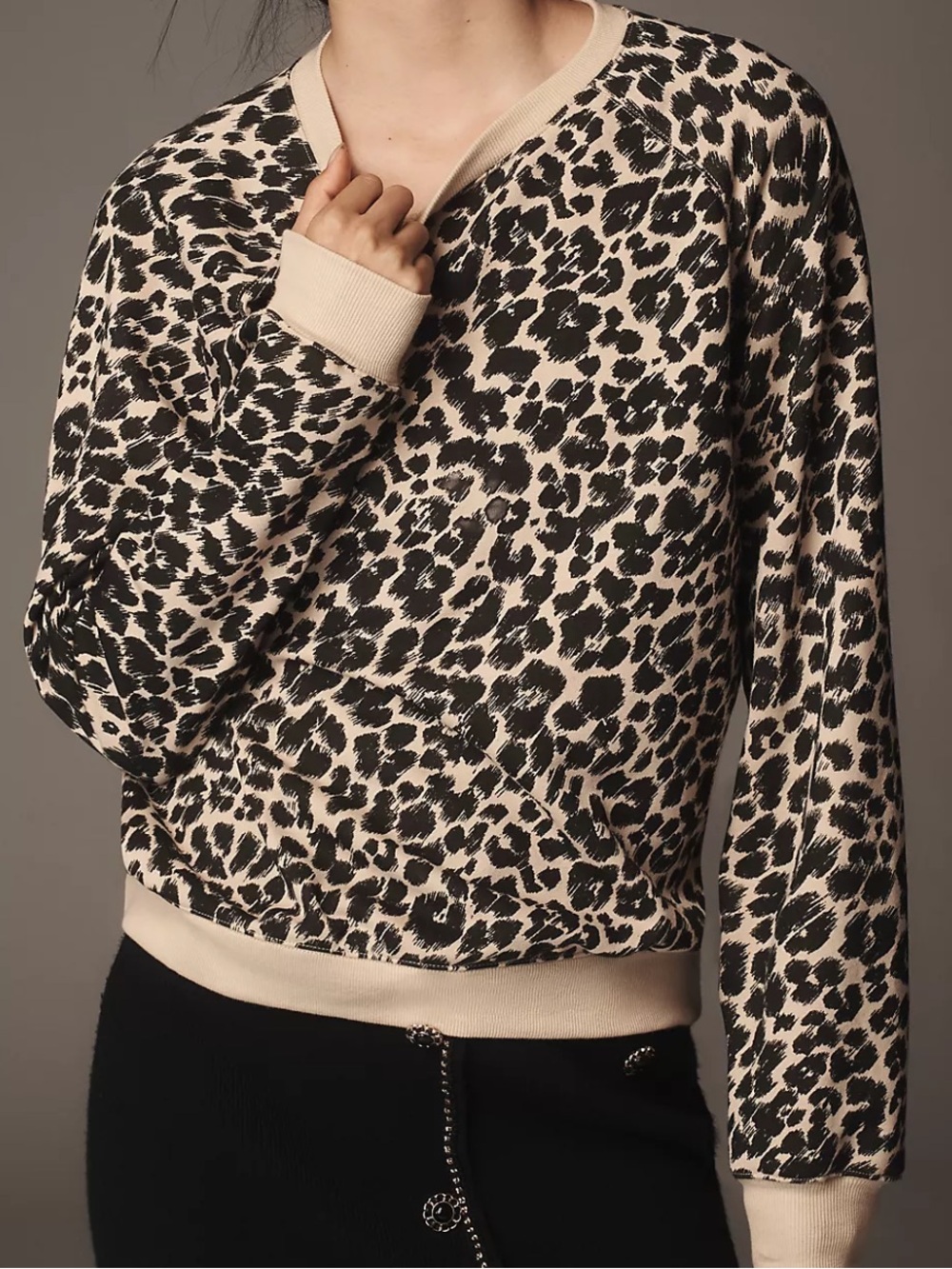 Maeve from Anthropologie Leopard Print Crewneck Sweatshirt Size Medium